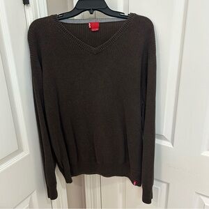 Levi's V-Neck Sweater Men’s XL Brown Pullover Red Tab Eclectic Grandpa EUC